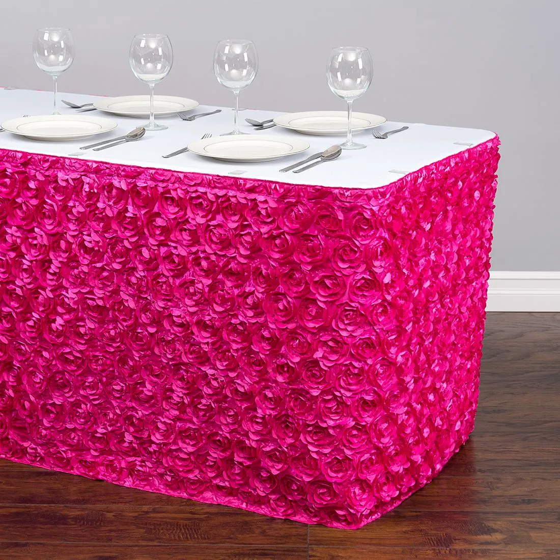 17 ft. Rosette Satin Table Skirt (13 Colors)