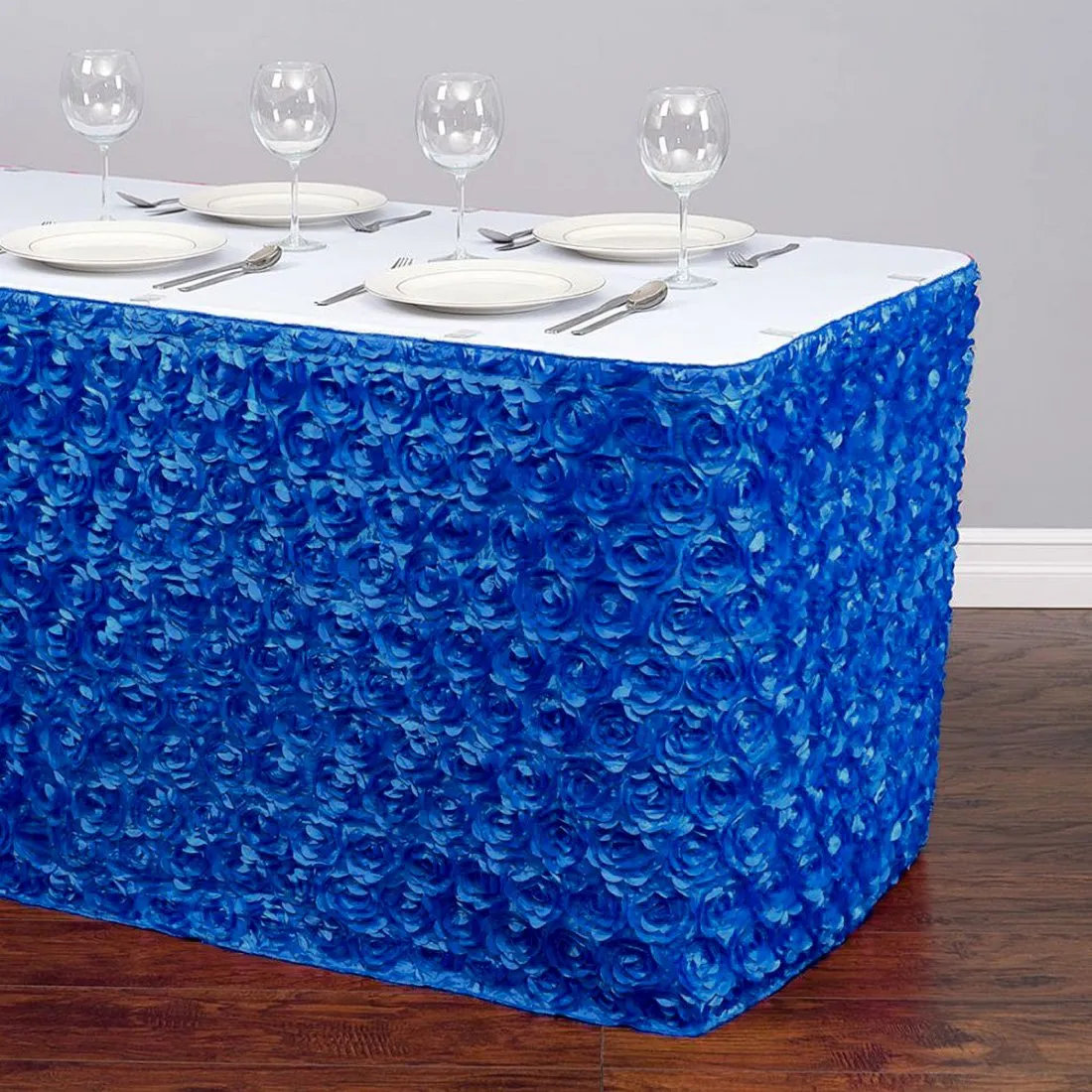 17 ft. Rosette Satin Table Skirt (13 Colors)