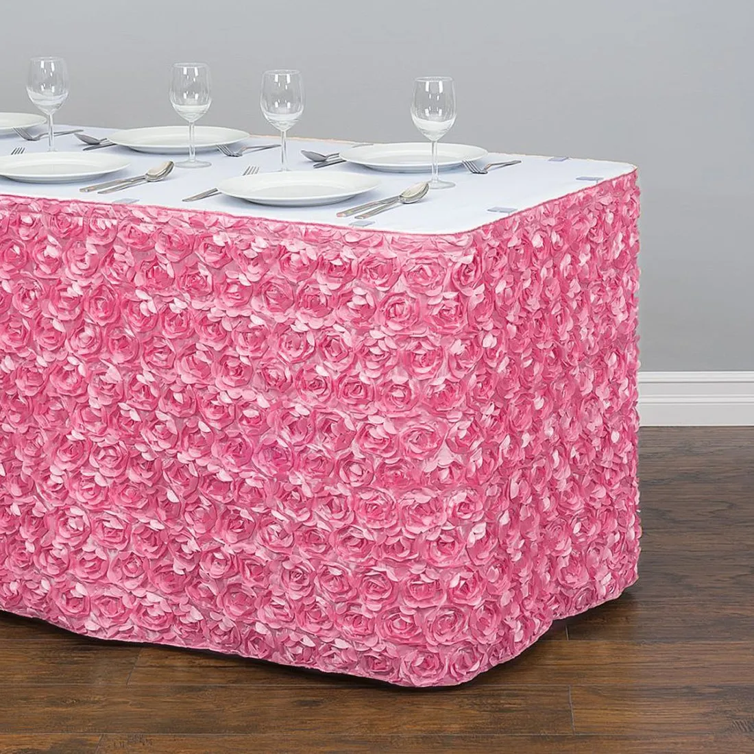 17 ft. Rosette Satin Table Skirt (13 Colors)