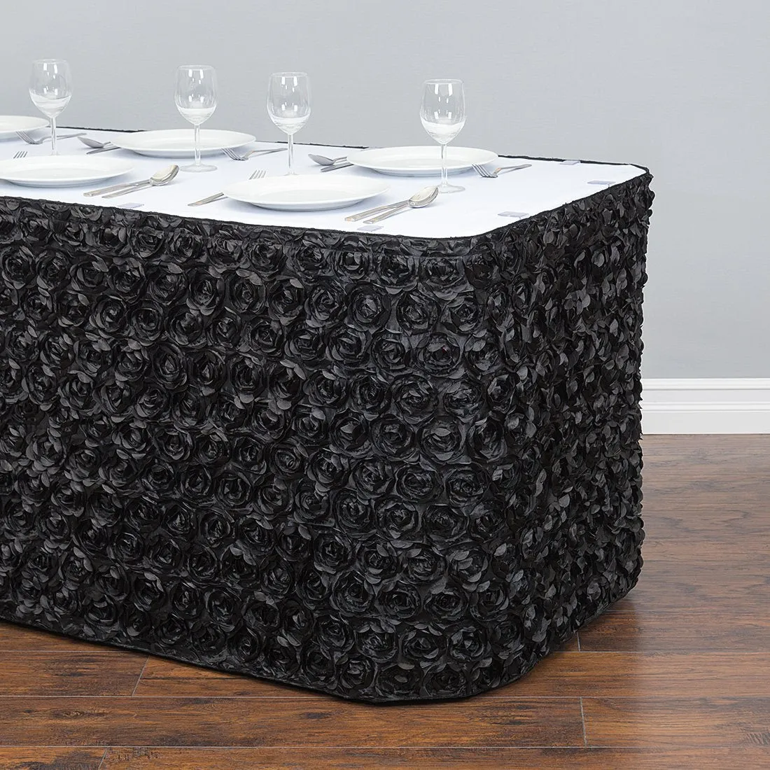 17 ft. Rosette Satin Table Skirt (13 Colors)