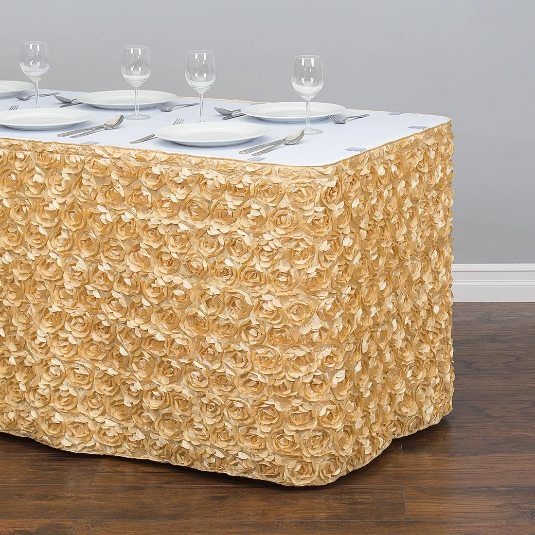 17 ft. Rosette Satin Table Skirt (13 Colors)