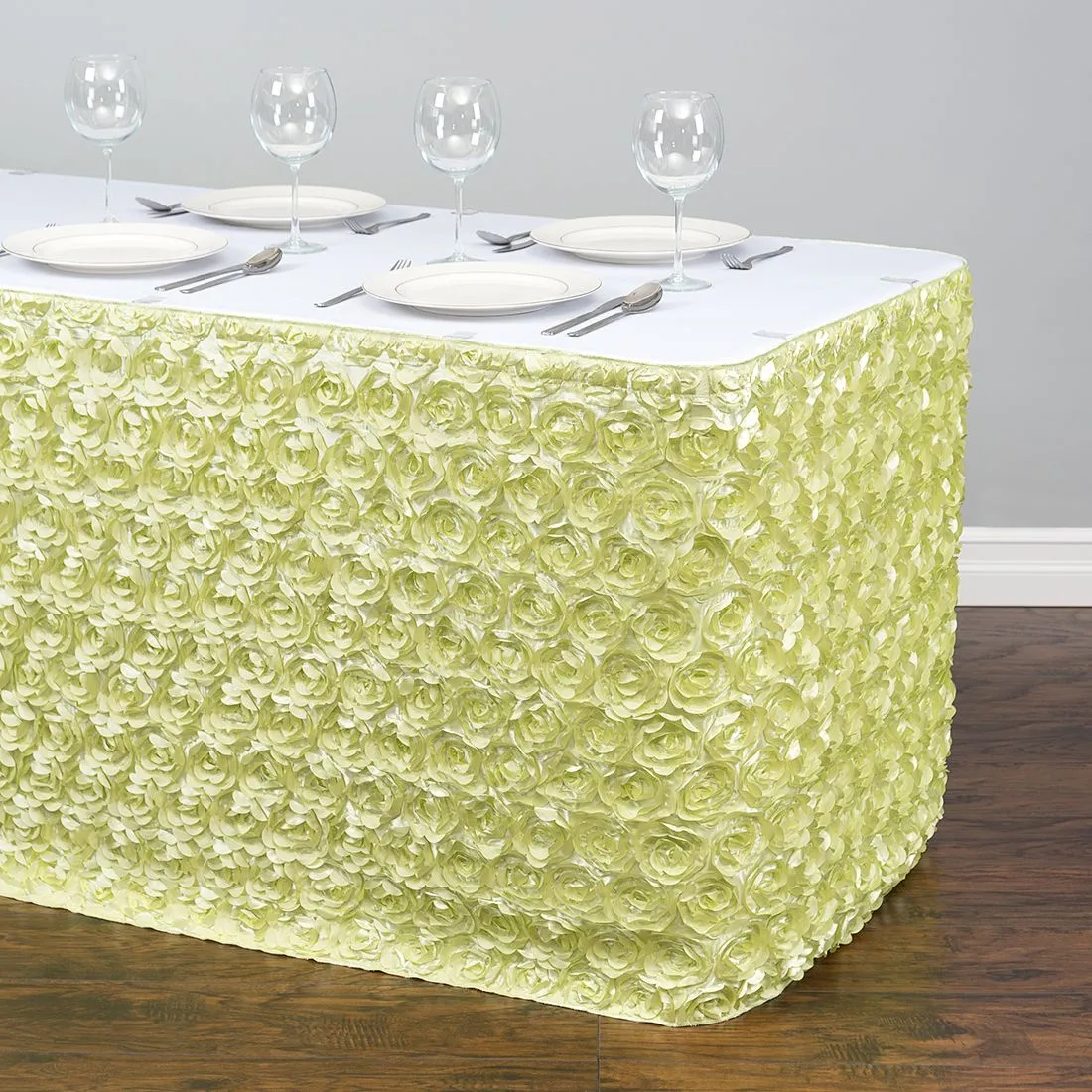 17 ft. Rosette Satin Table Skirt (13 Colors)