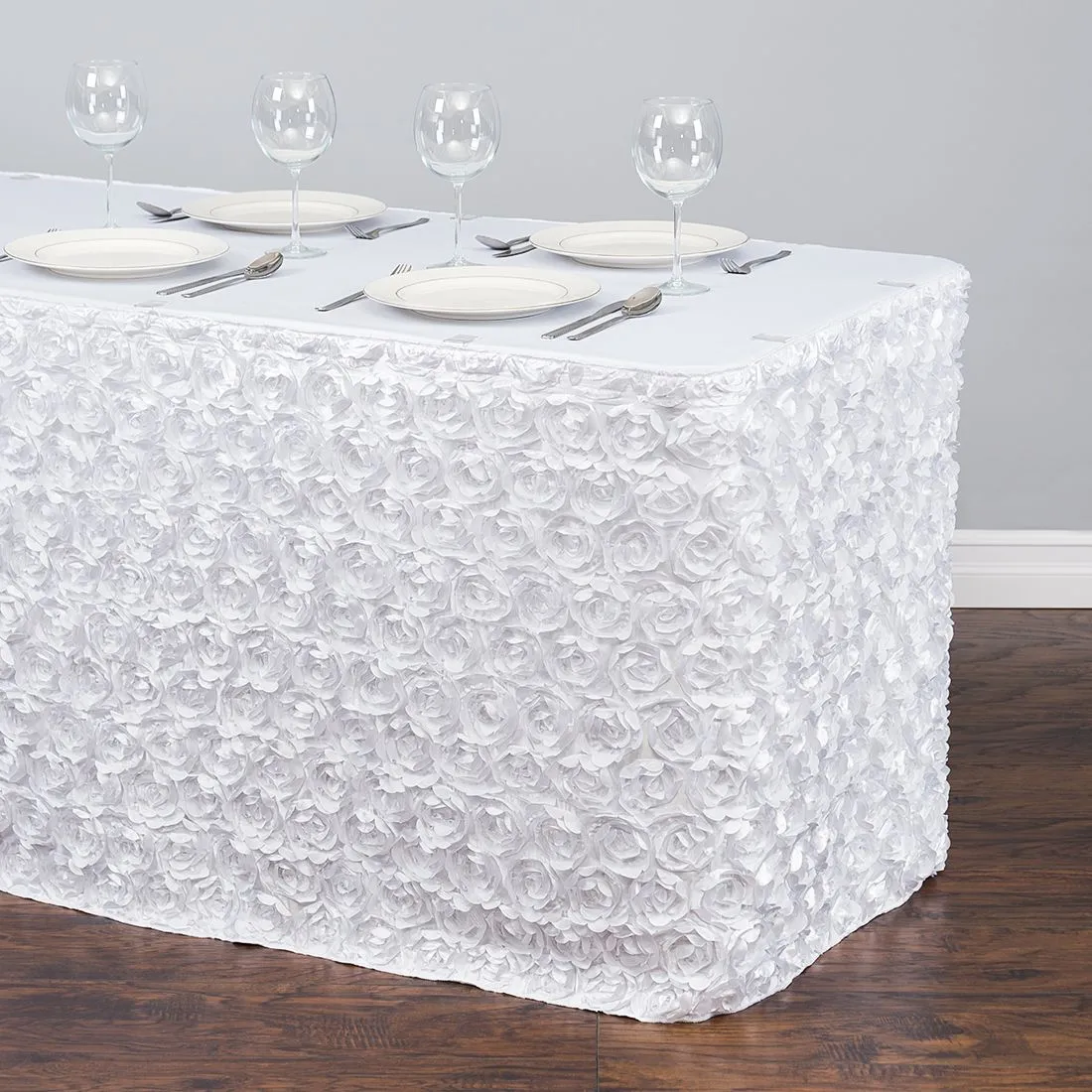 17 ft. Rosette Satin Table Skirt (13 Colors)