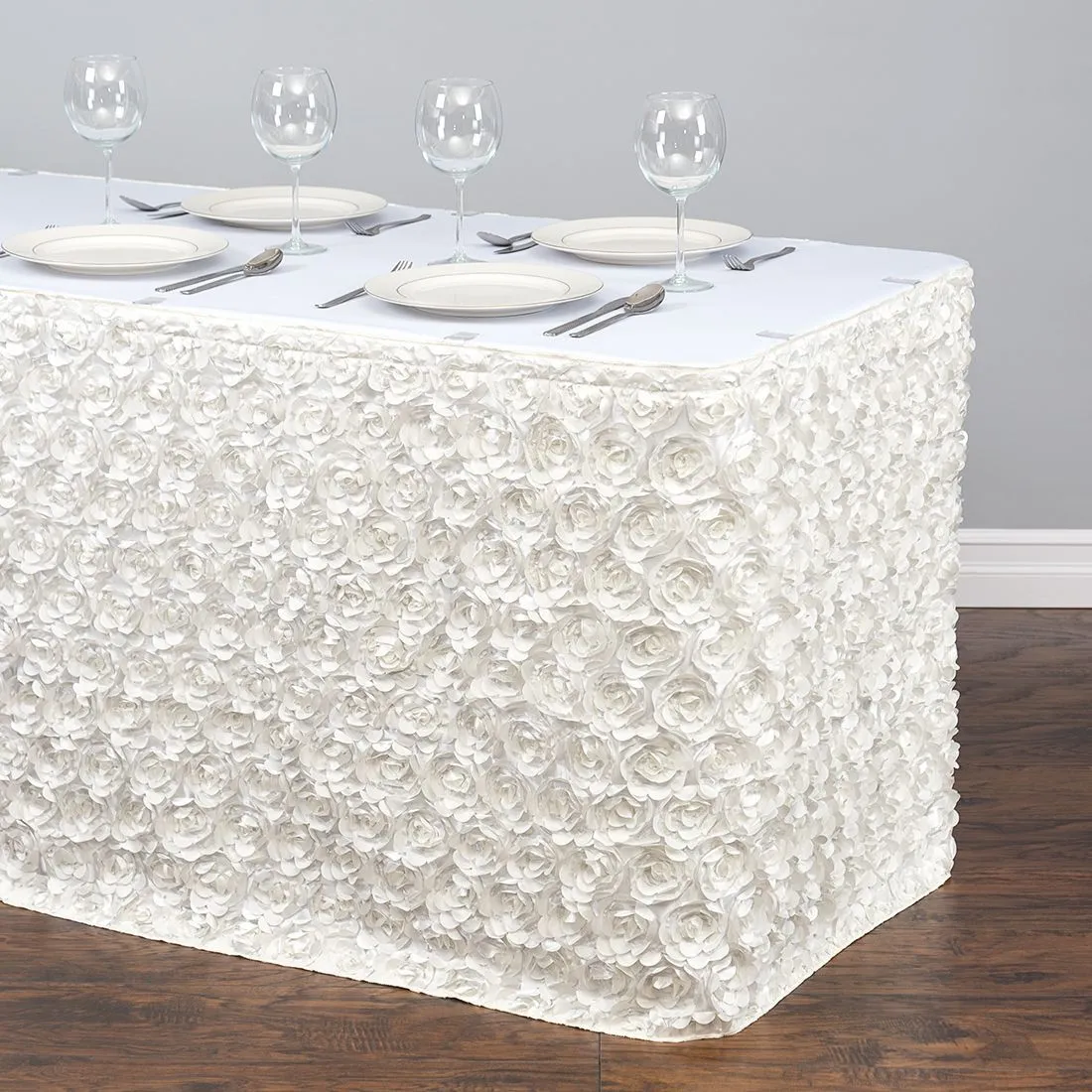 17 ft. Rosette Satin Table Skirt (13 Colors)
