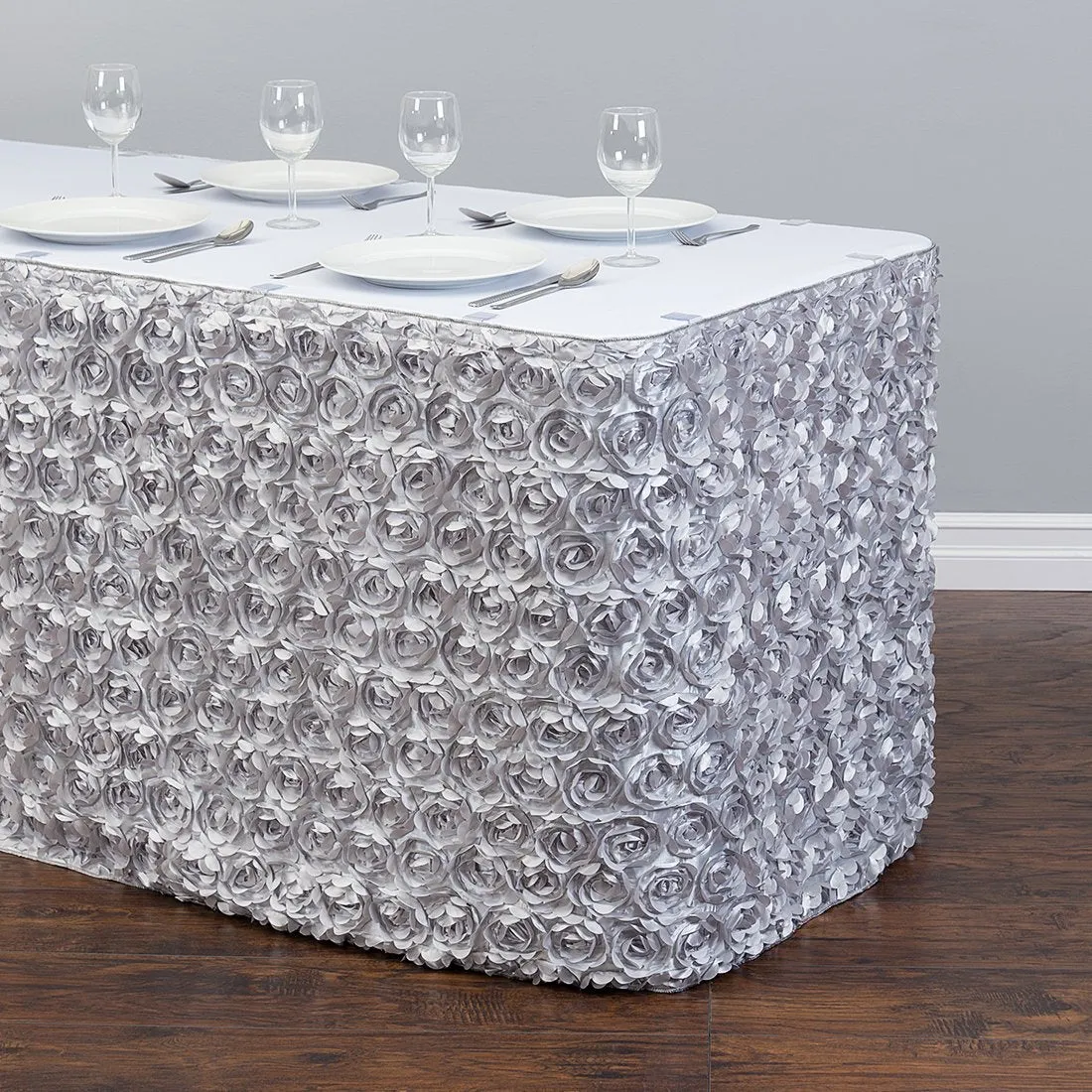 17 ft. Rosette Satin Table Skirt (13 Colors)