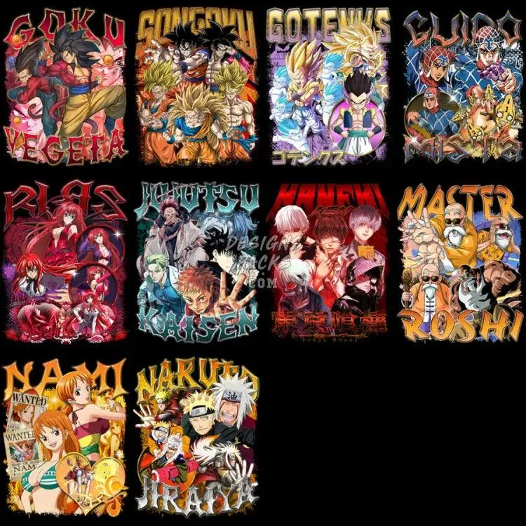 22 Anime Bootleg Mix V12 Designs Bundle PNG