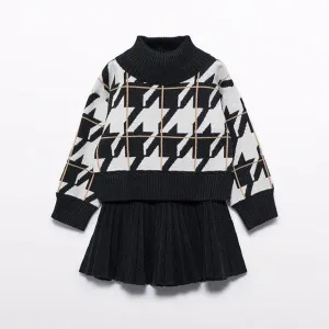 Abel & Lula girls pleated knit skirt set