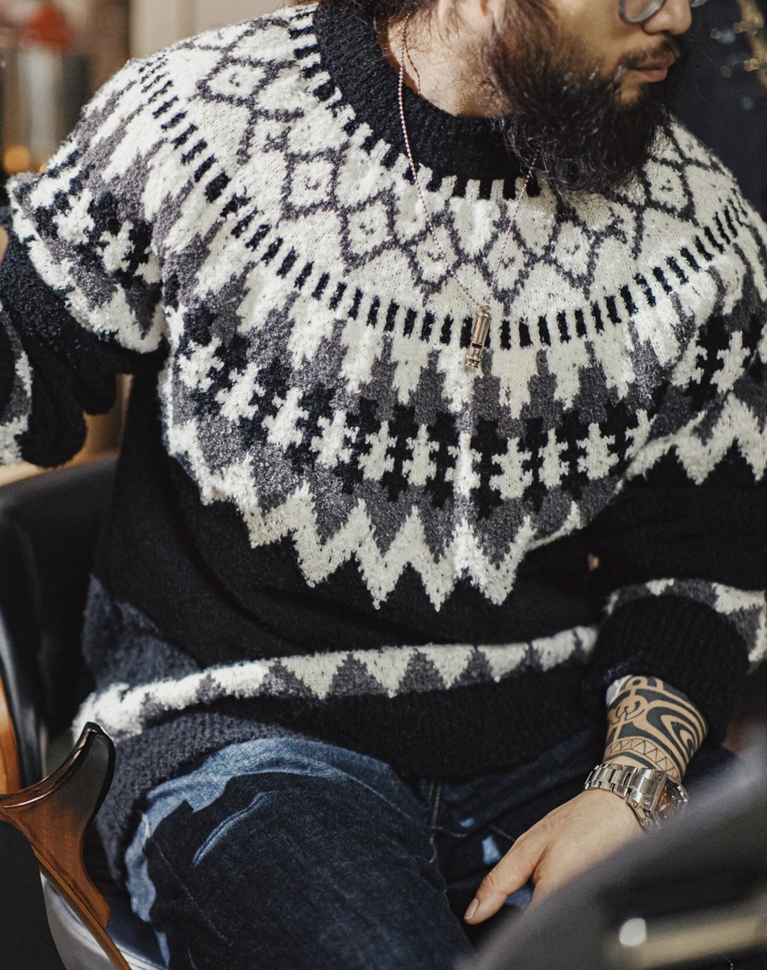 American Retro Heavyweight Icelandic Fair Isle Men's Sweater