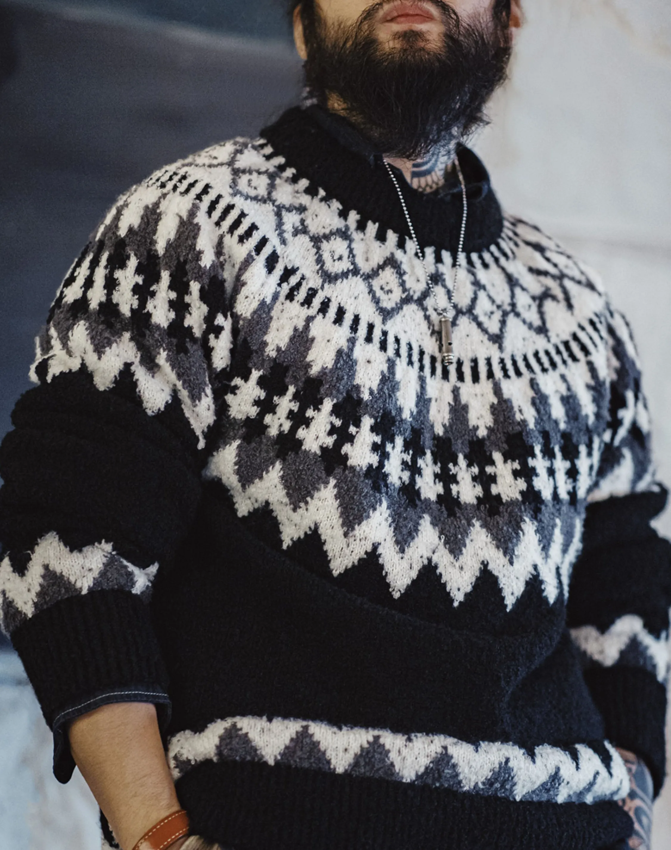 American Retro Heavyweight Icelandic Fair Isle Men's Sweater