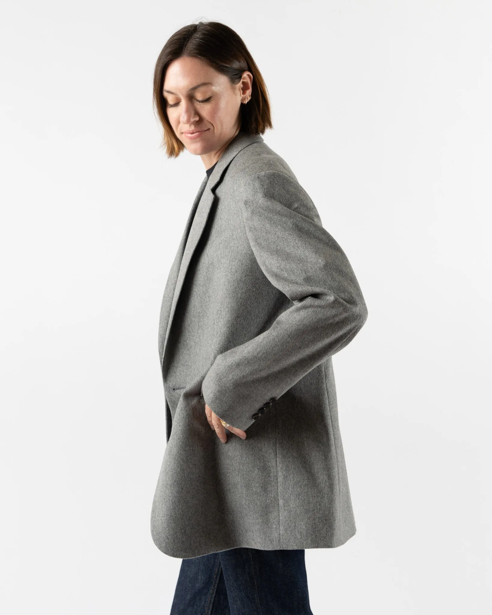 Auralee Cashmere Moleskin Jacket in Top Gray