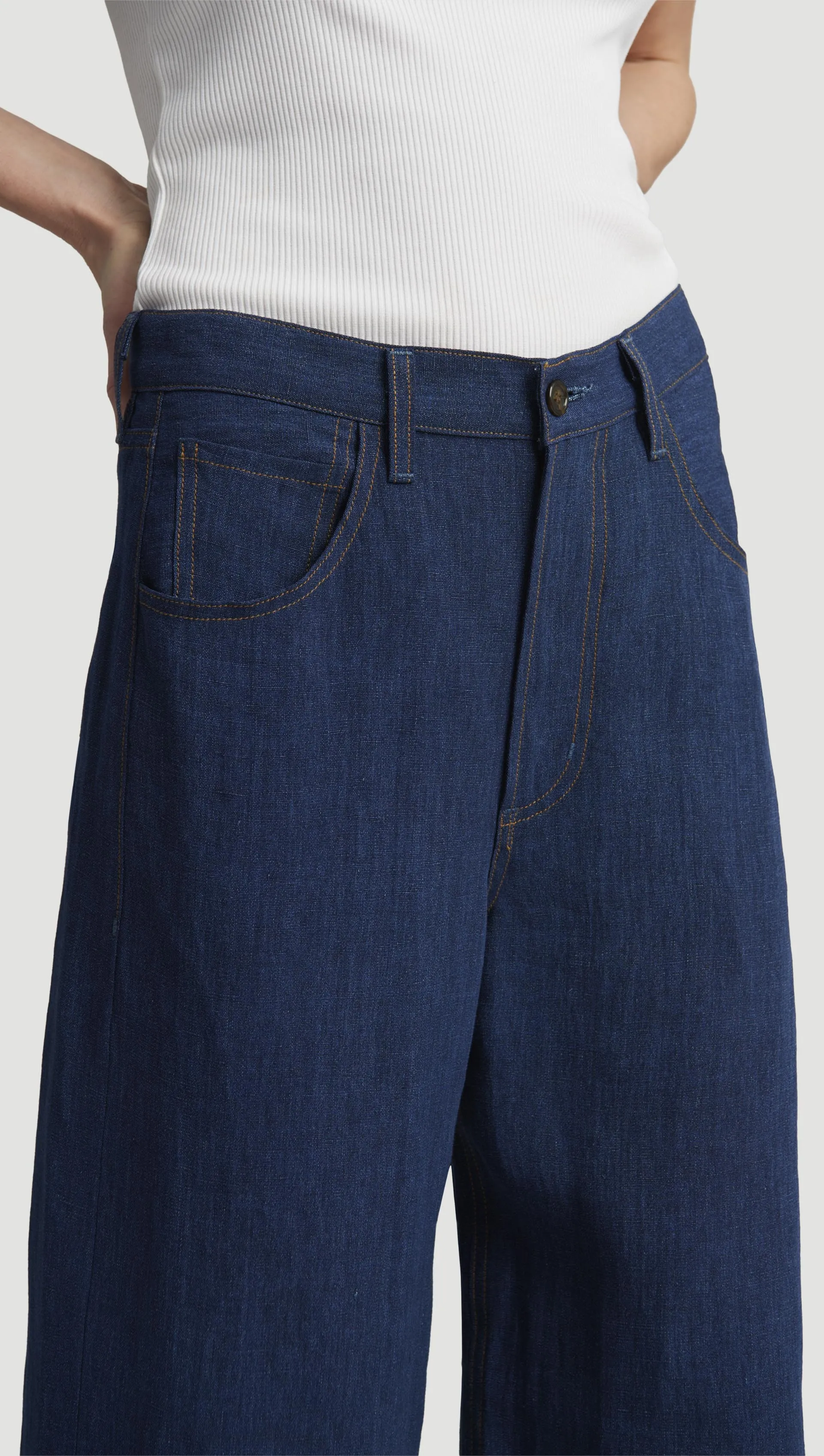 Ayla Baggy in Linen | Denim