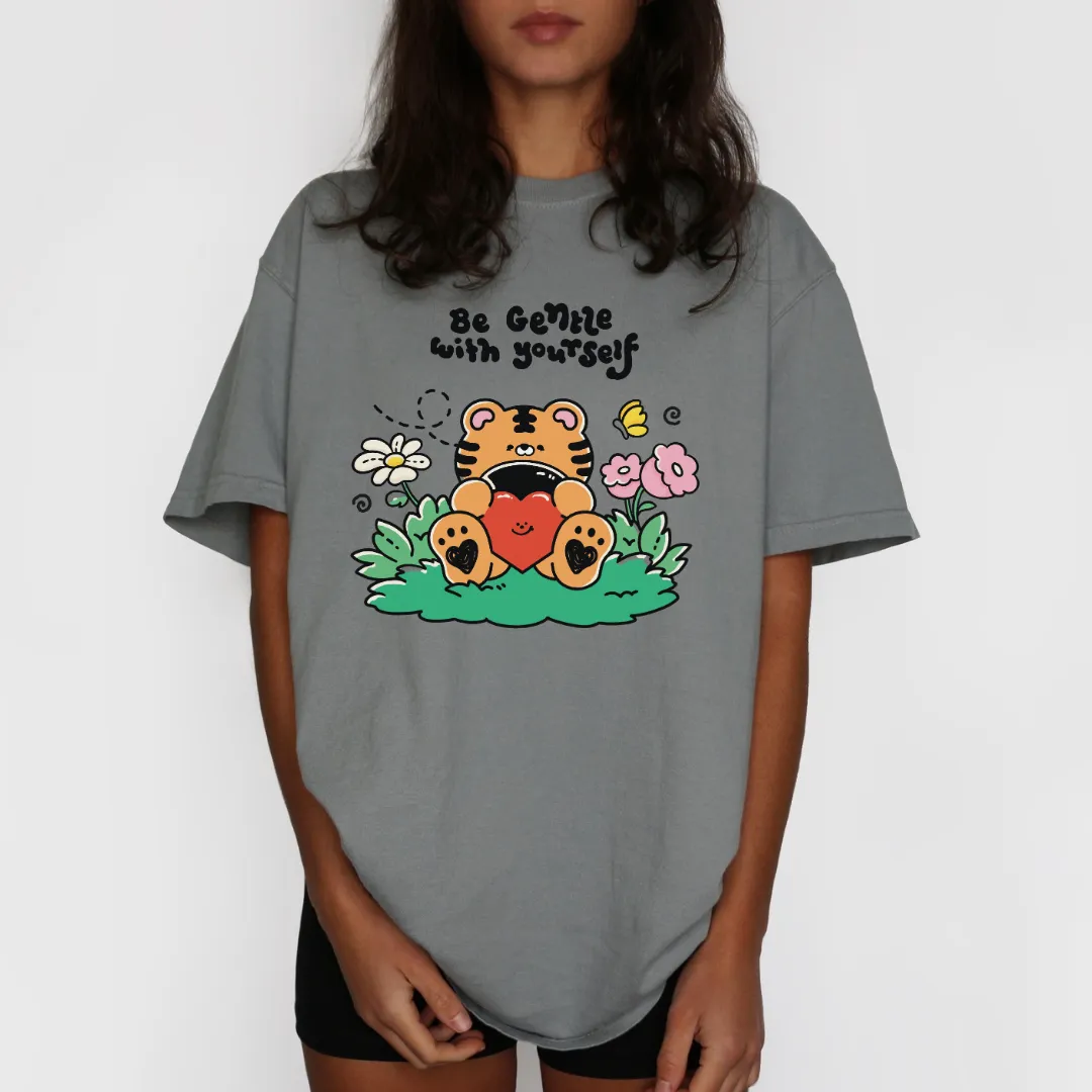 Be Gentle With Yourself T-Shirt (Grey) – Soft, Comforting, & Uplifting