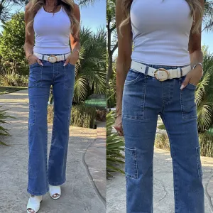 Bevy Flog Rose Cargo in Denim