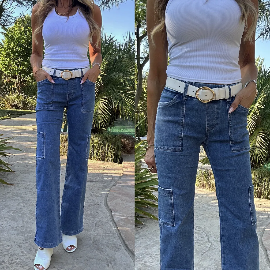 Bevy Flog Rose Cargo in Denim