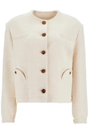 Blaze Milano cropped cream cotton bolero with buttons and pockets