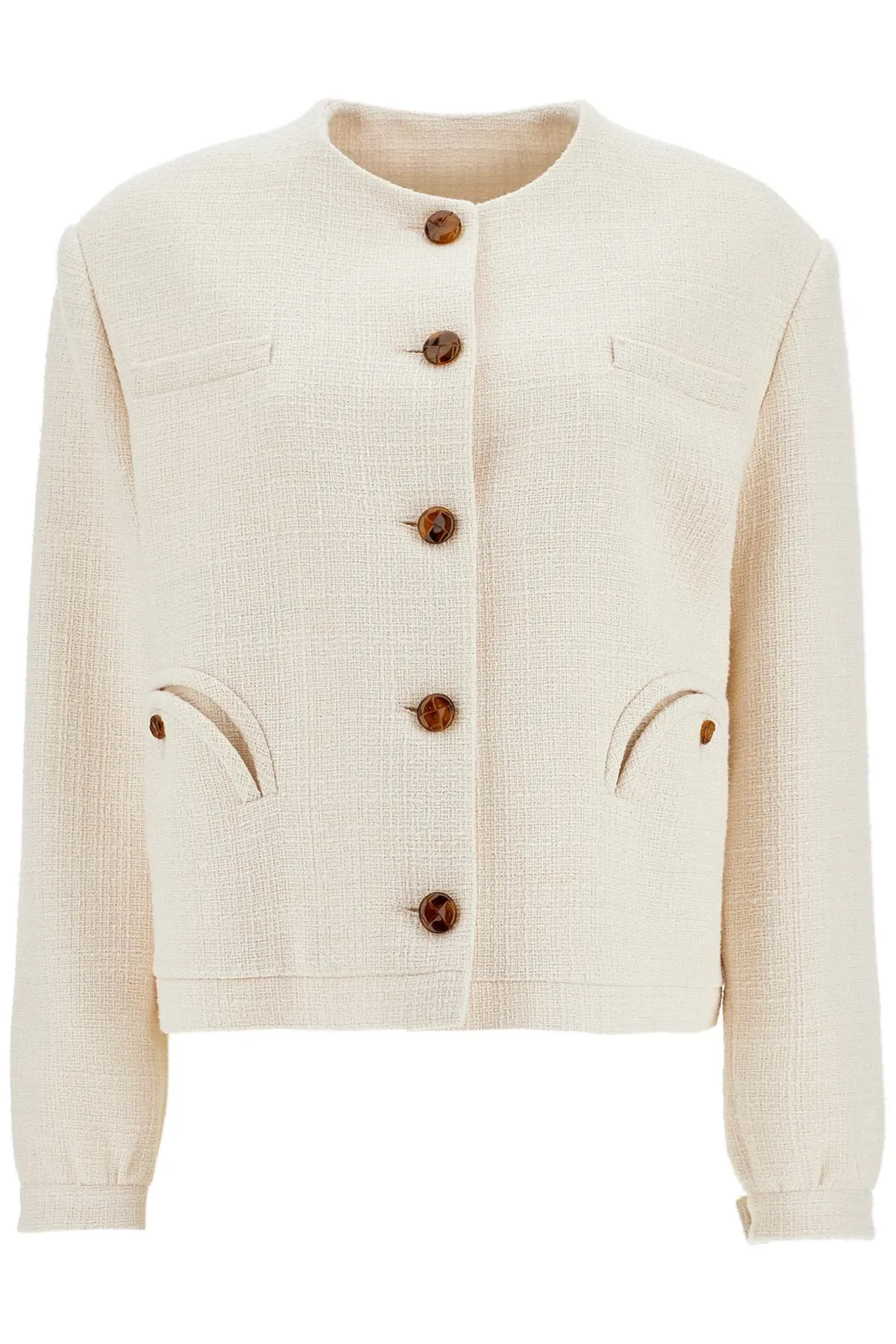 Blaze Milano cropped cream cotton bolero with buttons and pockets