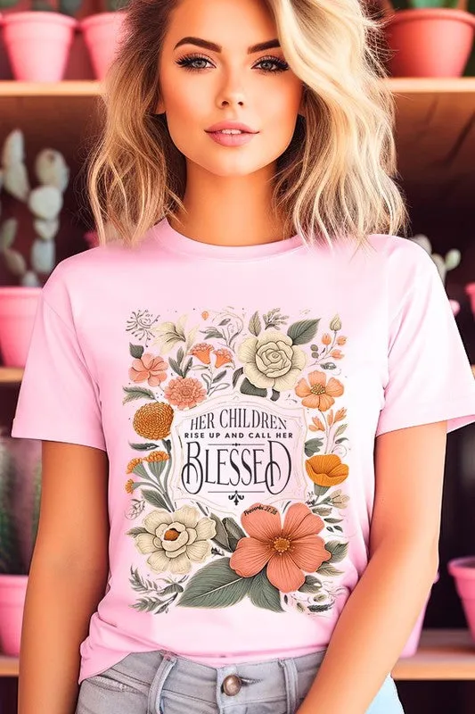 Blessed Floral Graphic T Shirts (Online Only/Ships from USA)