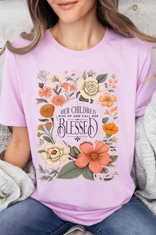 Blessed Floral Graphic T Shirts (Online Only/Ships from USA)