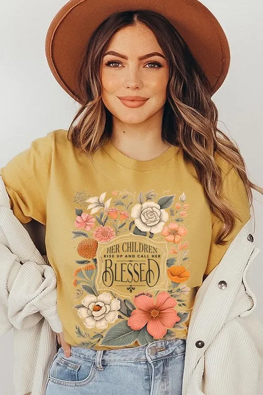 Blessed Floral Graphic T Shirts (Online Only/Ships from USA)