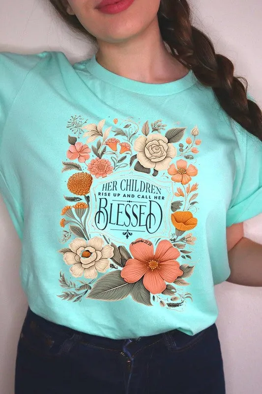Blessed Floral Graphic T Shirts (Online Only/Ships from USA)
