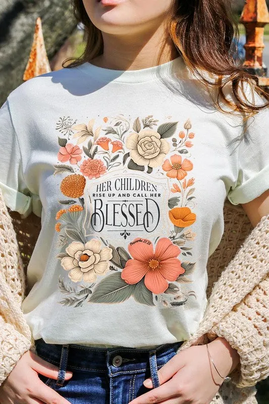 Blessed Floral Graphic T Shirts (Online Only/Ships from USA)