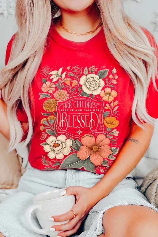 Blessed Floral Graphic T Shirts (Online Only/Ships from USA)