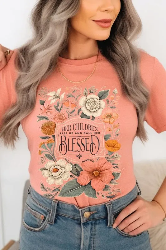 Blessed Floral Graphic T Shirts (Online Only/Ships from USA)