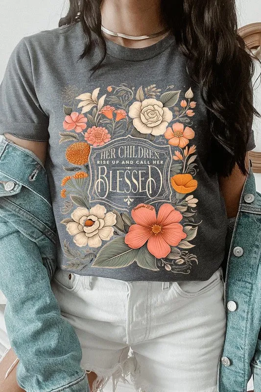 Blessed Floral Graphic T Shirts (Online Only/Ships from USA)