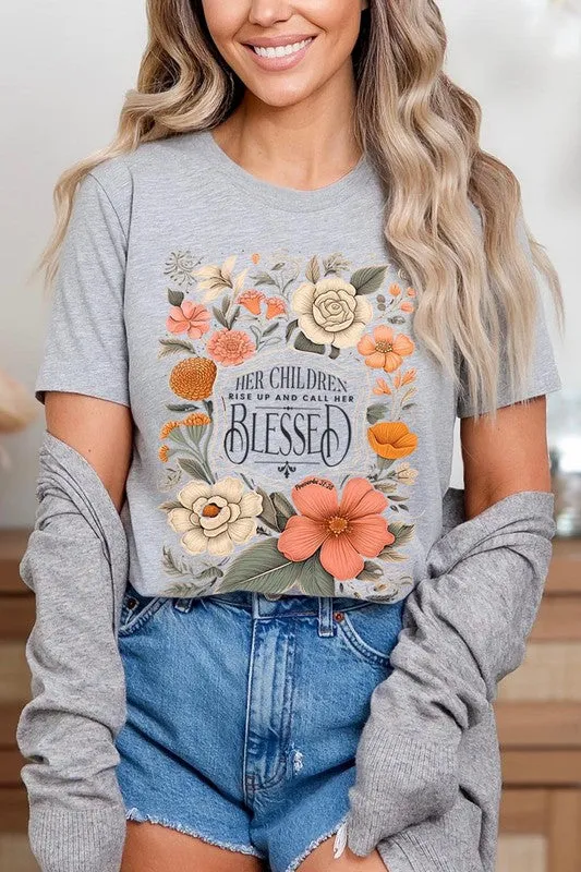 Blessed Floral Graphic T Shirts (Online Only/Ships from USA)