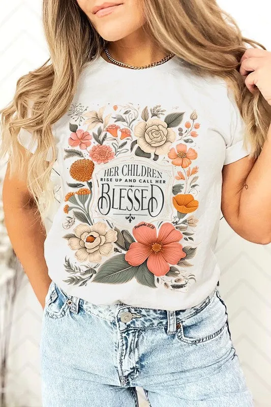 Blessed Floral Graphic T Shirts (Online Only/Ships from USA)