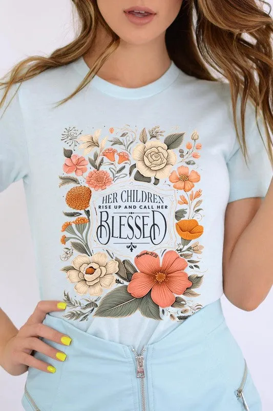 Blessed Floral Graphic T Shirts (Online Only/Ships from USA)