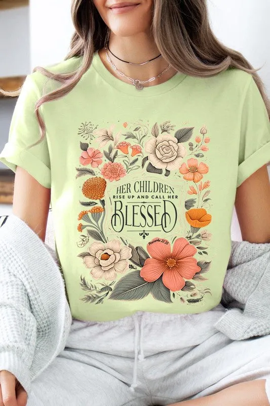 Blessed Floral Graphic T Shirts (Online Only/Ships from USA)