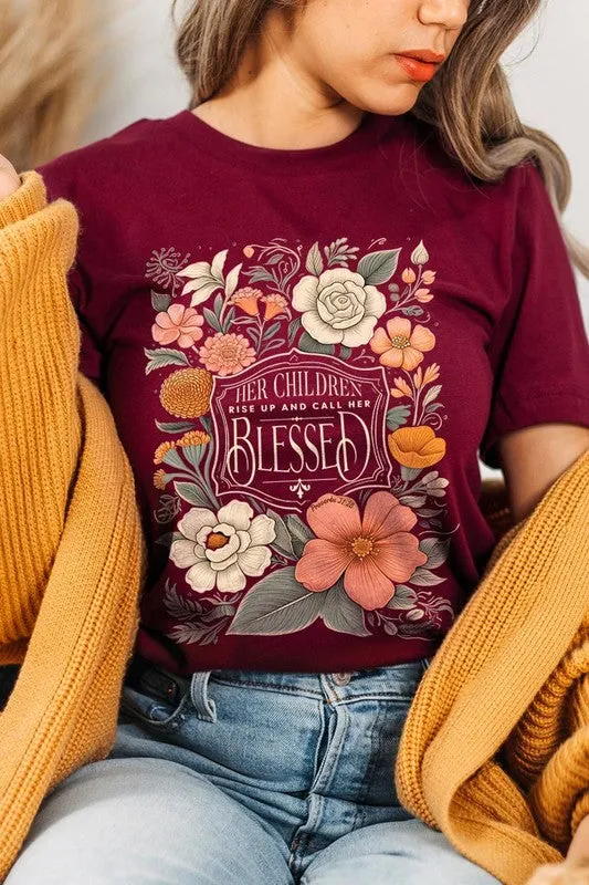 Blessed Floral Graphic T Shirts (Online Only/Ships from USA)