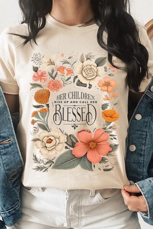 Blessed Floral Graphic T Shirts (Online Only/Ships from USA)