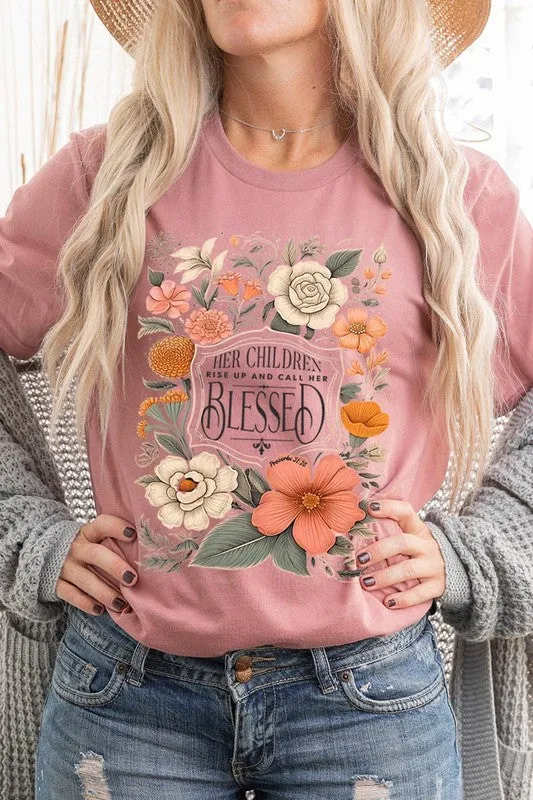 Blessed Floral Graphic T Shirts (Online Only/Ships from USA)
