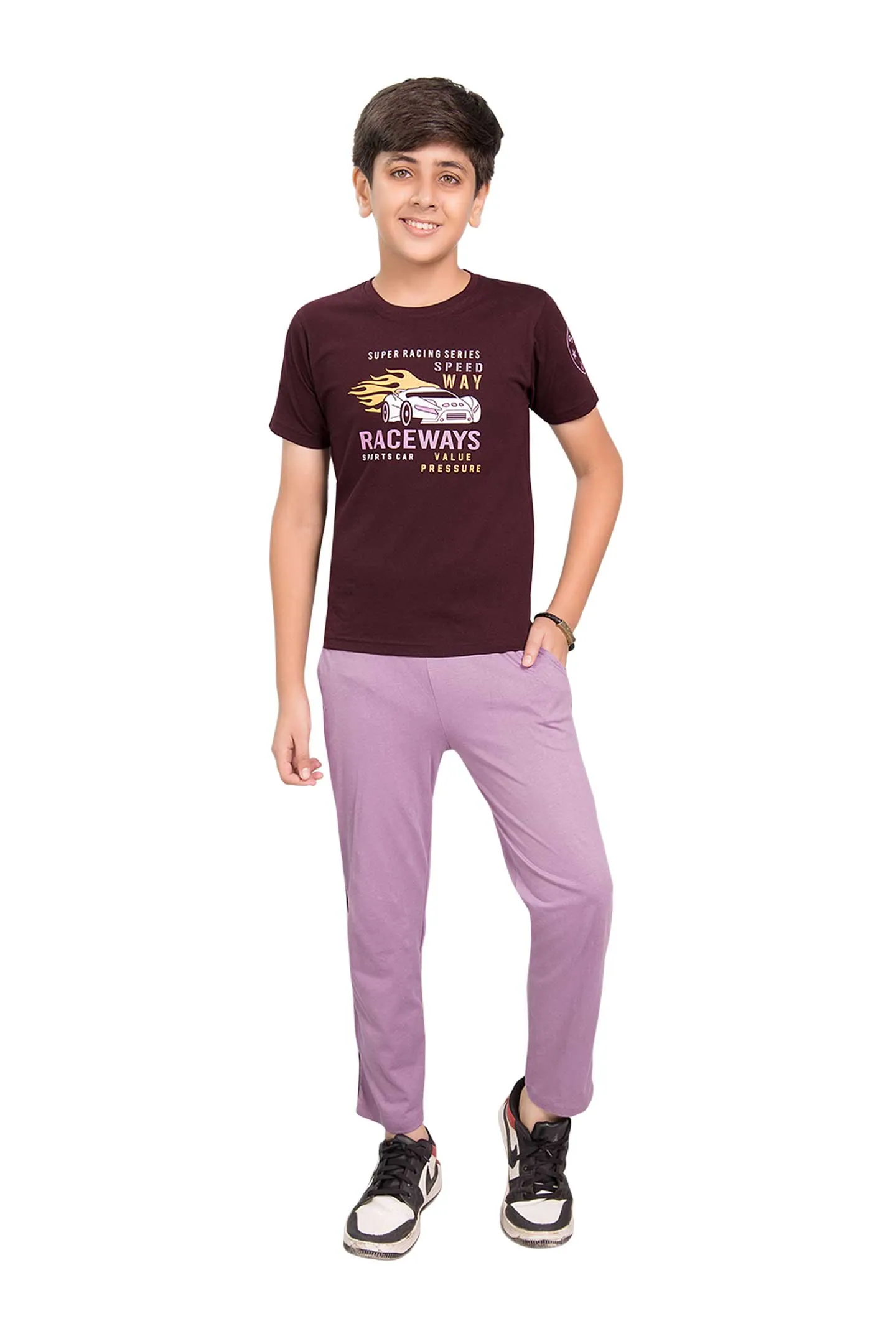 Boys Round Neck Tees With Full Pant - Johnny