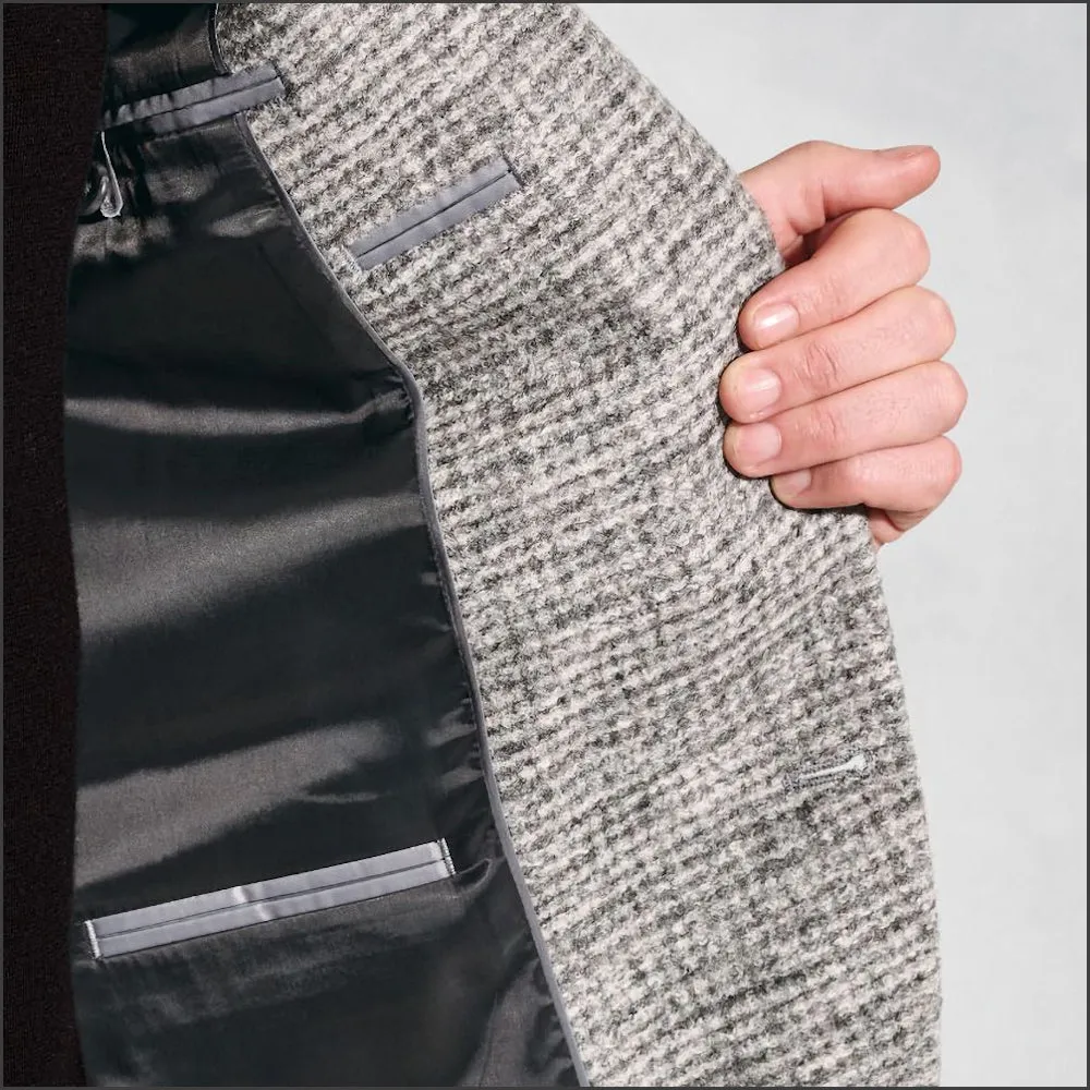 Brook Taverner Tailored Fit Champion Grey Melange Knitted Wool Blend Jacket--