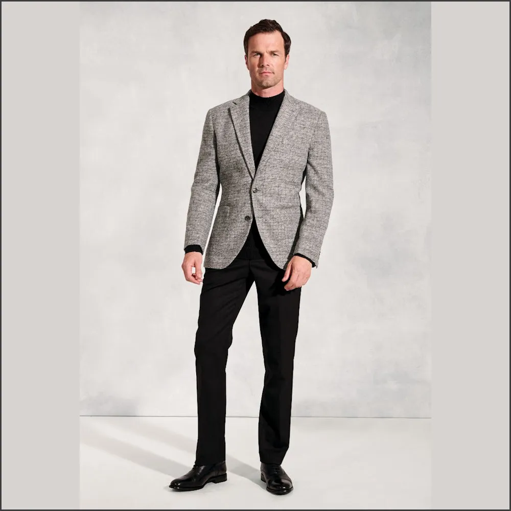 Brook Taverner Tailored Fit Champion Grey Melange Knitted Wool Blend Jacket--