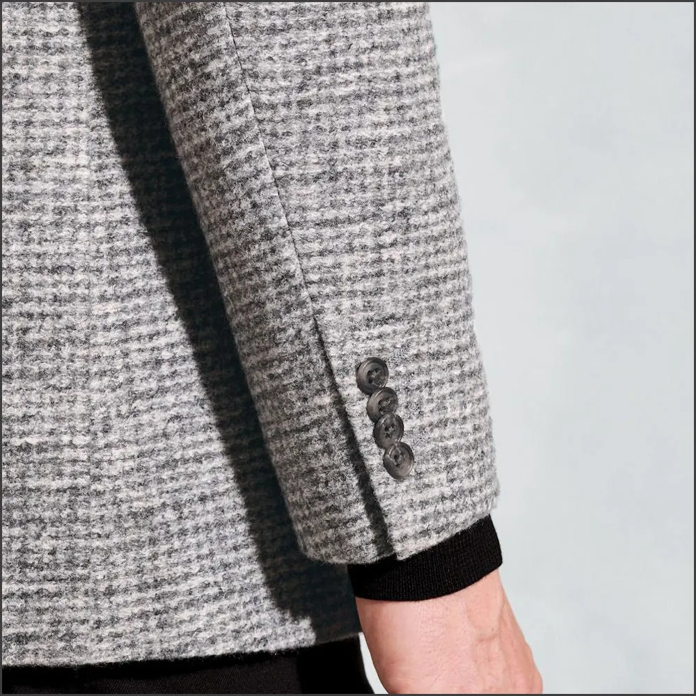 Brook Taverner Tailored Fit Champion Grey Melange Knitted Wool Blend Jacket--