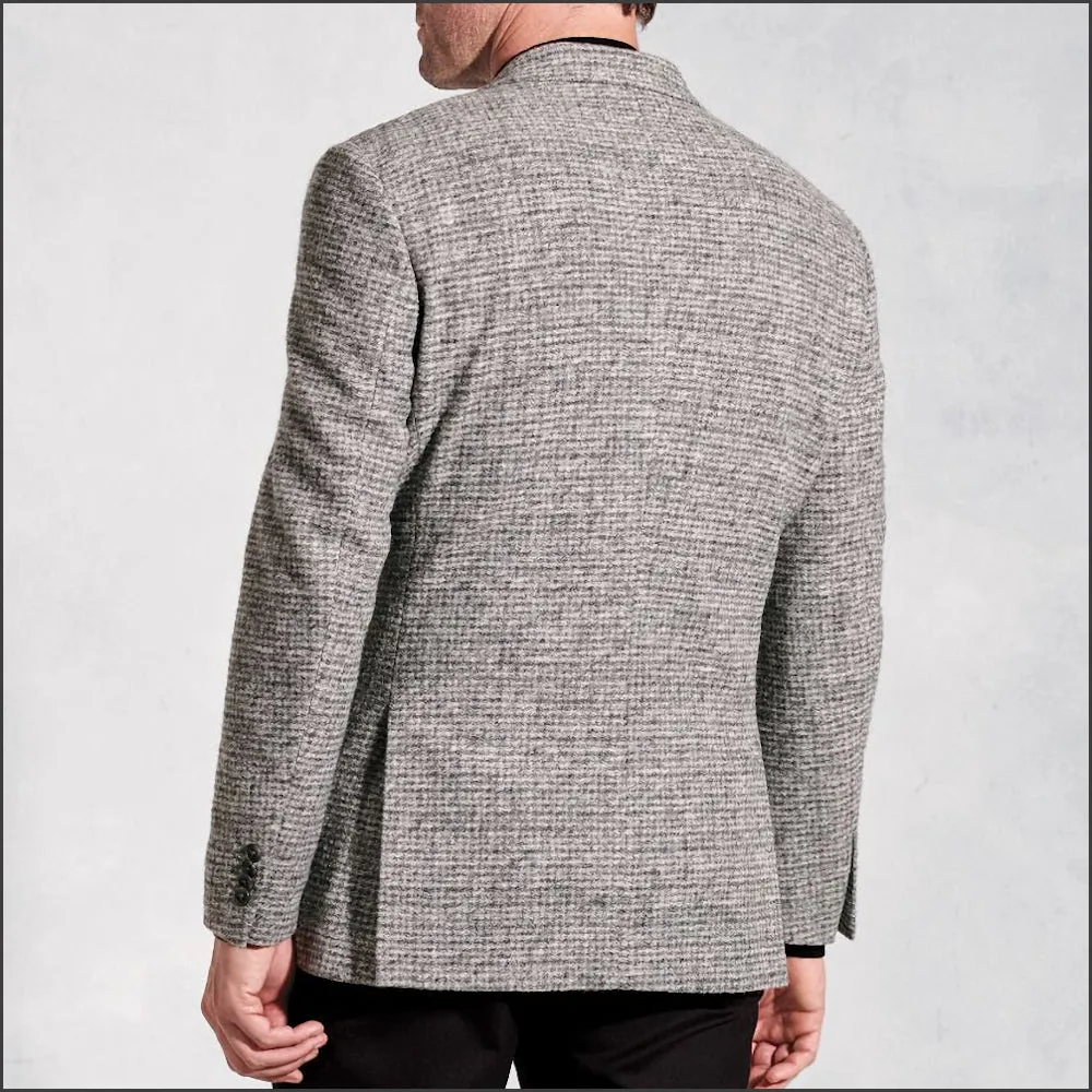 Brook Taverner Tailored Fit Champion Grey Melange Knitted Wool Blend Jacket--