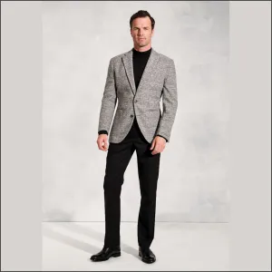 Brook Taverner Tailored Fit Champion Grey Melange Knitted Wool Blend Jacket--