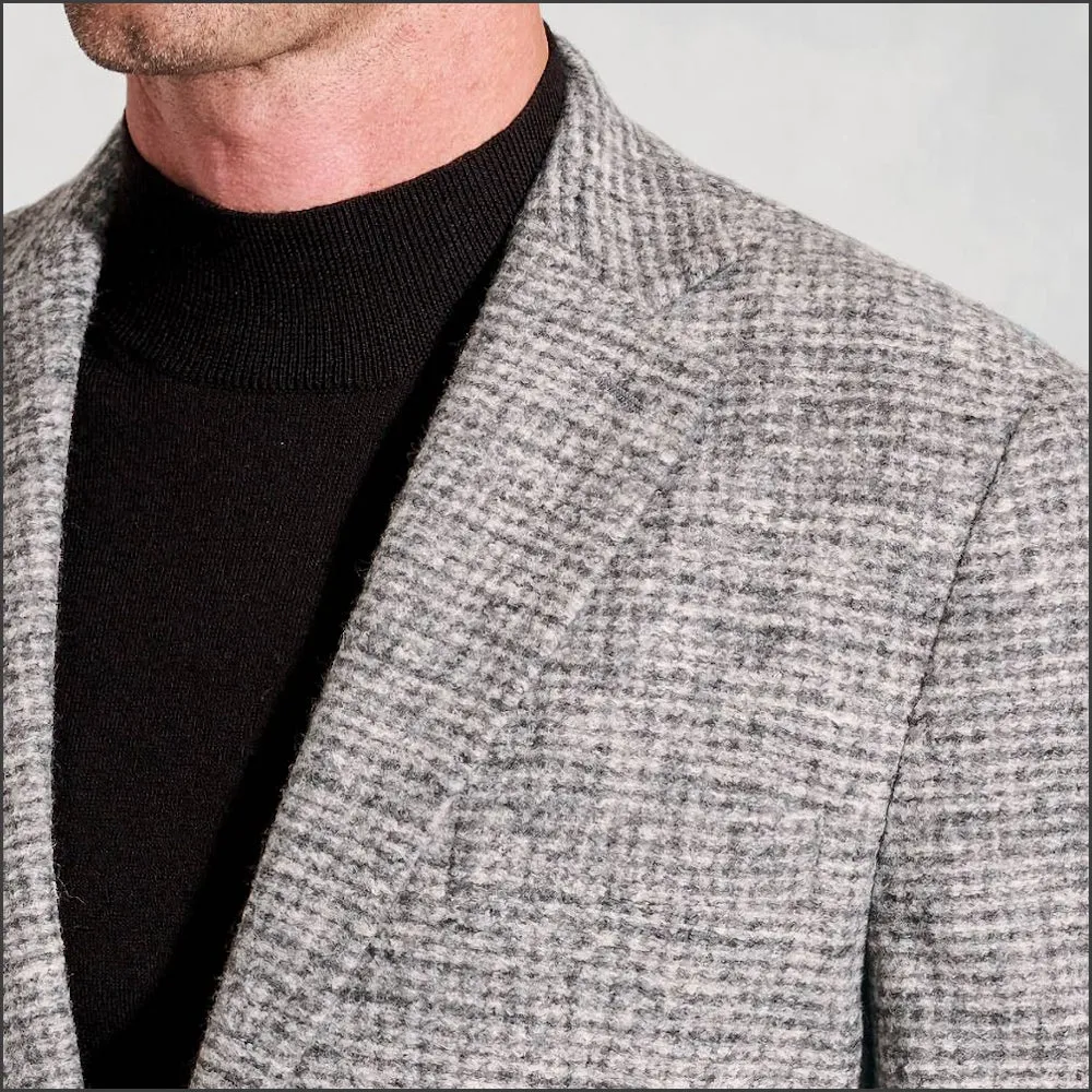 Brook Taverner Tailored Fit Champion Grey Melange Knitted Wool Blend Jacket--