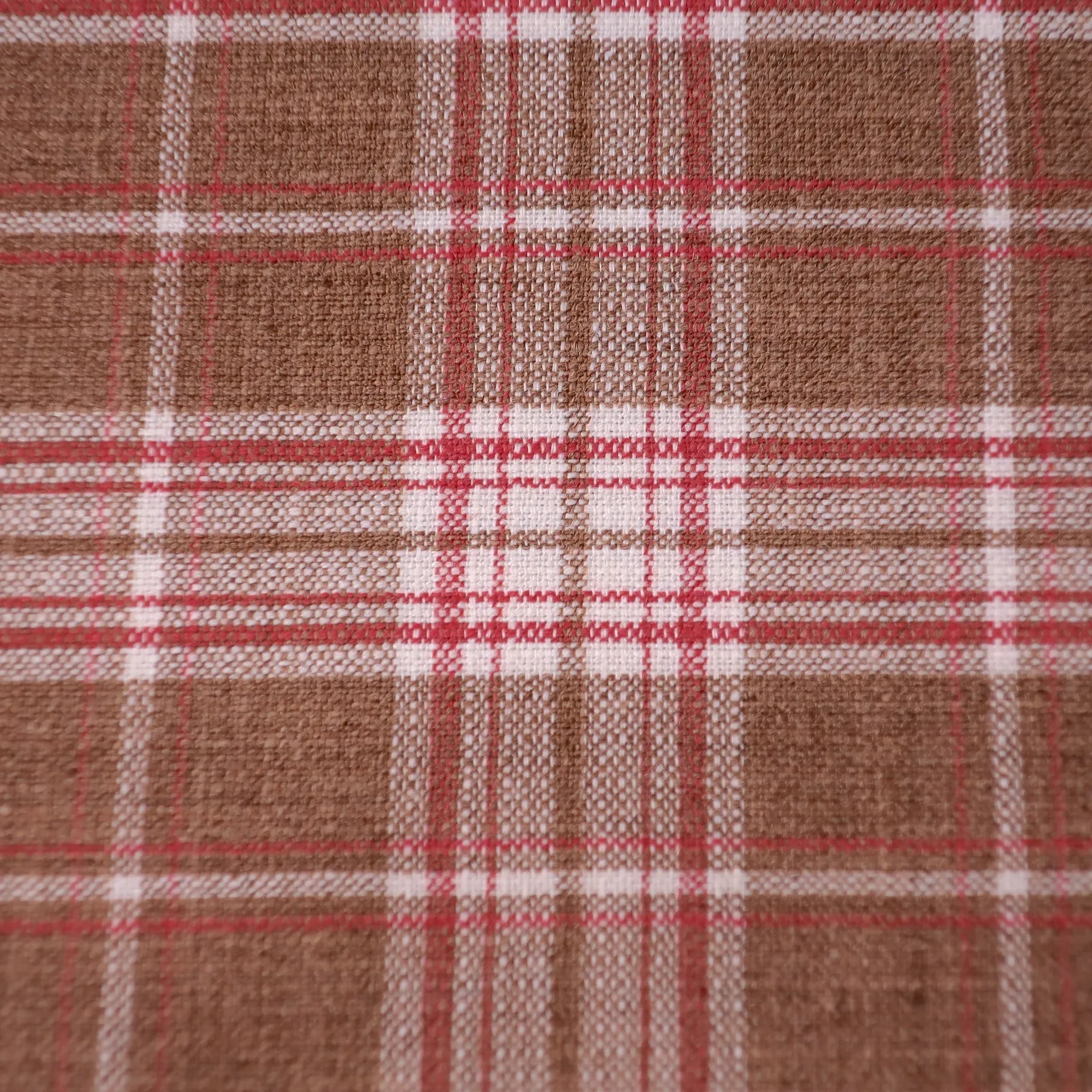 Brown and Off White Tartan Punta Tragara Lana Lino Seta Ariston Fabric
