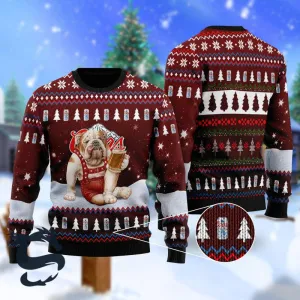 Bulldog Drink Coors Light  Beer Christmas Sweater