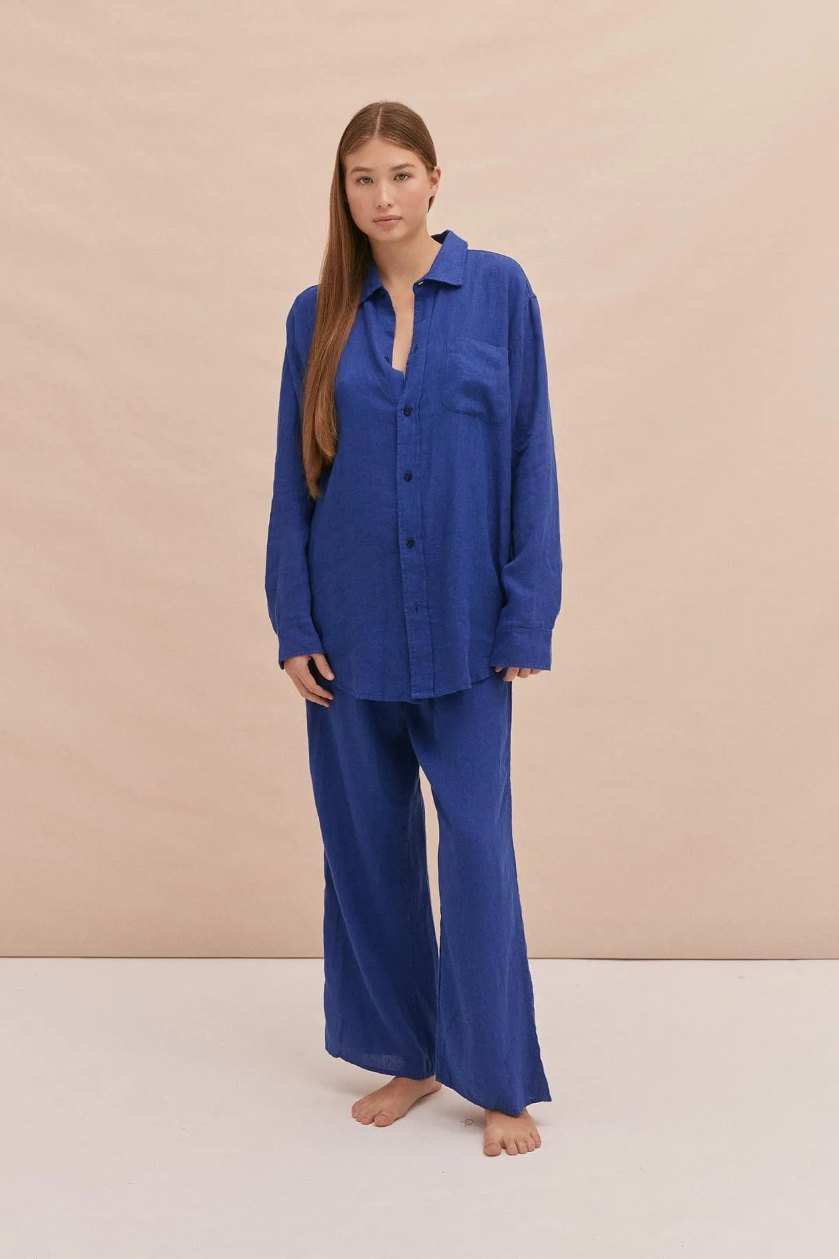 BV Lounge Trouser Lazuli Cobalt Blue Linen
