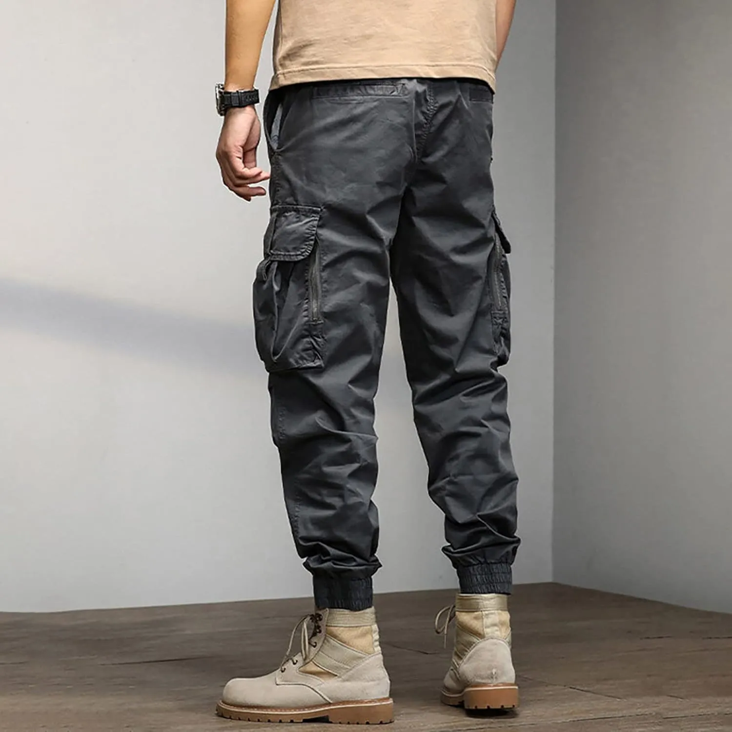 Cargo Pants for Men Relaxed Fit Sweatpants with Pockets Drawstring Athletic Pants Joggers Running Sports Sweatpants