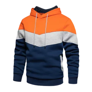Casual Streetwear Style Men's Autumn Winter Patchwork Hoodies and Sportswear Sweatshirts for Warmth and Comfort