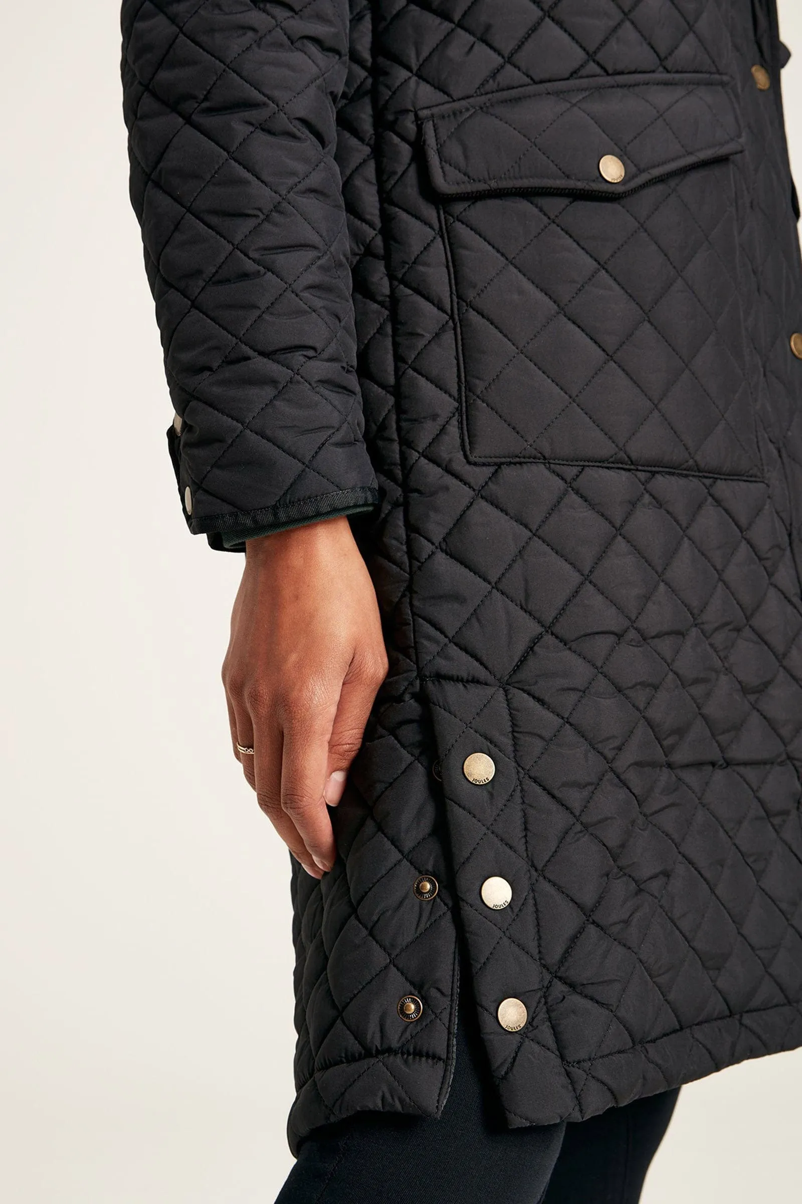 Chatsworth Long Diamond Quilted Long Coat - Black