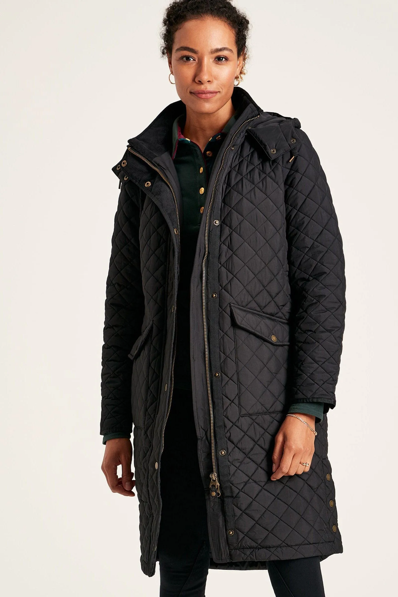 Chatsworth Long Diamond Quilted Long Coat - Black