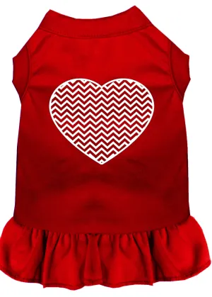 Chevron Heart Screen Print Dress Red Xxxl